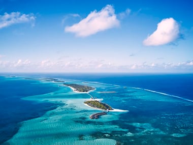 Aerial view of islands in the Maldives