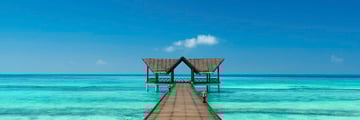 Jetty over the sparkling Indian Oceam