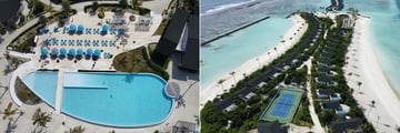 Pool area of a resort and villas