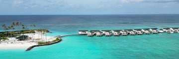 Aerial view of overwater villas