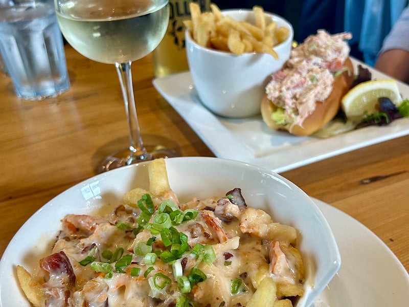 lobster poutine and wine in Halifax