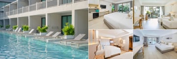 Khaolak Emerald Beach Rooms (Clockwise) - Hive Pool, Deluxe Garden, Deluxe Pool View Twin Bed, Deluxe Pool View, Deluxe Grand Family