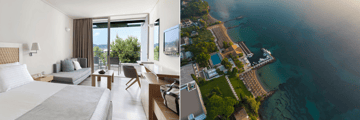 Garden view room, aerial of the Kontokali Bay Resort & Spa