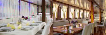 Dining area aboard boat