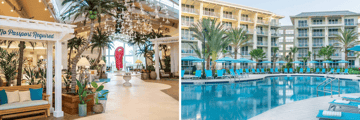 Hotel lobby, resort pool