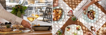 Food and drinks at Marin Bay Club, children's outdoor dining