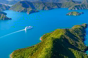 Aerial view of Marlborough Sounds