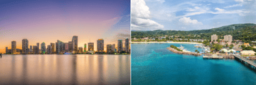 Miami, Florida and Ocho Rios, Jamaica
