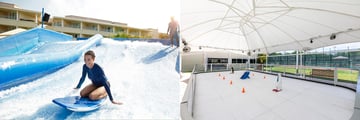 Surfing simulator and an ice rink