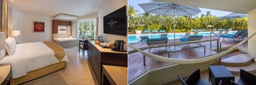 Room with swim up pool area