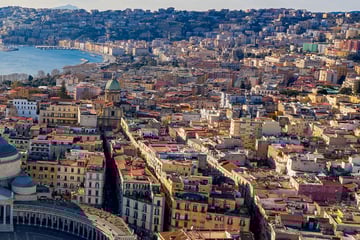 Aerial view of Naples with the plaza in the foreground