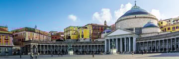 View of Piazza del Plebsiscito in Naples with buildings in the background