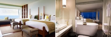 Ocean Front Family Pool Suite Bedroom and Bathroom