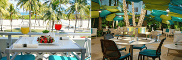 View from the Oceanfront Balcony King, and the Courtyard Cafe at The Tony Hotel, South Beach