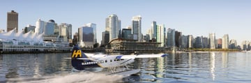 Float Plane landing at Canada Place