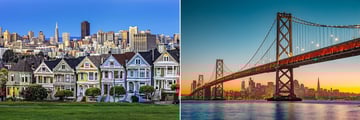 Painted Ladies and Golden Gate Bridge, San Francisco
