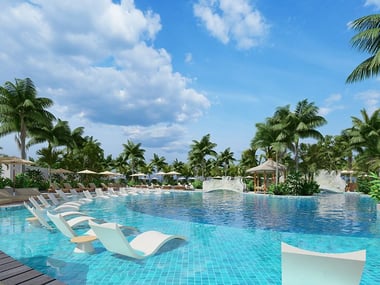 Pool area in a hotel