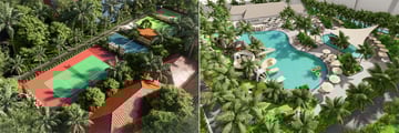 Water park and sports courts