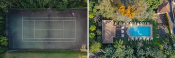 Tennis court, outdoor pool