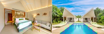 Villas with pool area and an image of a bedroom