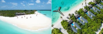Beach area and villas in a resort