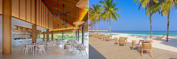Restaurant with indoor and outdoor seating areas