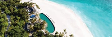 Aerial view of beach and pool area