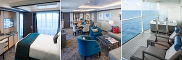 Harmony of the Seas Family Suite with living room and veranda with hot tub