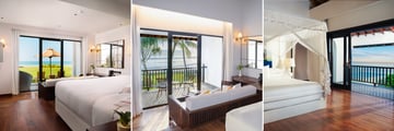 Left: Premium Beach Room, Middle: Premium Ocean Room, Left: Fortress Residence Suite