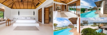 The Royal Sands Koh Rong Rooms: Superior Villa (left), Oceanview Pool Villa (top) & Beachfront Pool Villa (bottom)