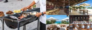 The Royal Sands Koh Rong: Beach BBQ, The Chill Lounge (top) & Ocean Restaurant (bottom)
