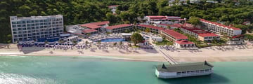 Aerial view of beach and resort