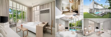 SALA Phuket Mai Khao Beach Resort Rooms (from left to right): Deluxe Balcony, Garden Pool Villa, One Bedroom Duplex Suite