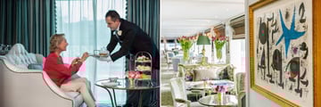 Enjoy butler service when booking suite staterooms. Van Gogh Lounge (left).
