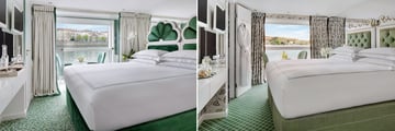 Deluxe Balcony (left) and French Balcony (right) Stateroom on S.S Catherine