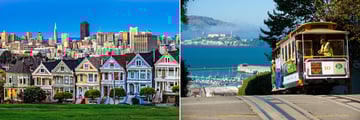 The Painted Ladies and views of Alcatraz
