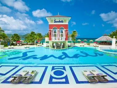 The pool at Sandals Grande St Lucian