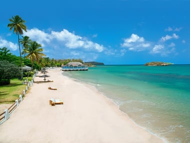 The beach at Sandals Halcyon Beach