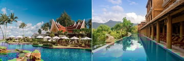 Pool areas in a resort