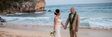 A beautiful wedding on Shipwreck Beach, Pipu Kauai, Hawaii