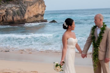 A beautiful wedding on Shipwreck Beach, Pipu Kauai, Hawaii