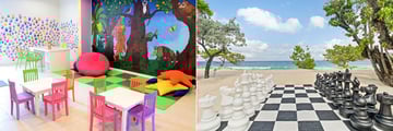 Kids club and outdoor chess board