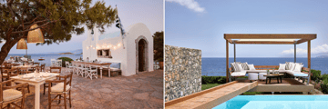 Greek Kafenion Restaurant, 3 Bedroom Thalassa Villas private pool