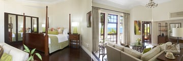 Bedroom and living area of a suite