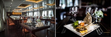 The Au Co restaurant and Seabass dish