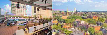 Views from the rooftop pool at The Colonnade Hotel, Boston