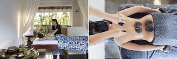 Hot stone massage treatment in the Spa