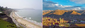 Beach in Lima and skyline in Cusco, Peru