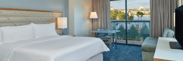 Balcony King room with an Epcot View, at Walt Disney World Dolphin Hotel