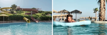 Waterslides, pool